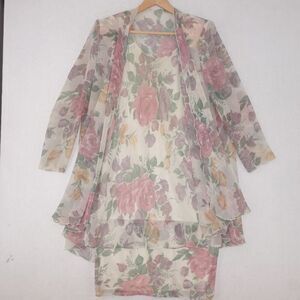 Jeffrey & Dara Evenings by Tom Barra Floral Dress + Jacket Women's 10 Vintage